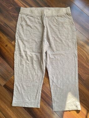 Escape by Habitat Taupe 100% Cotton Wide Leg Capri Pants Pockets XL